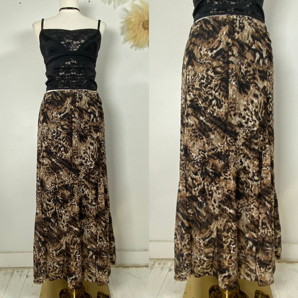 JM Collection Womens Mesh Leopard Print Maxi Skirt Size XL Whimsigoth Grunge - Picture 1 of 11